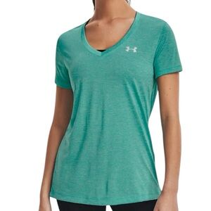 Under Armour Turquoise V Neck Tech Athletic Short Sleeve